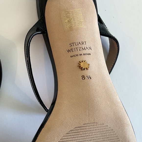 STUART WEITZMAN Aleena 100 Sandal Black Patent Leather Size 8.5 LIKE NEW - Picture 7 of 7